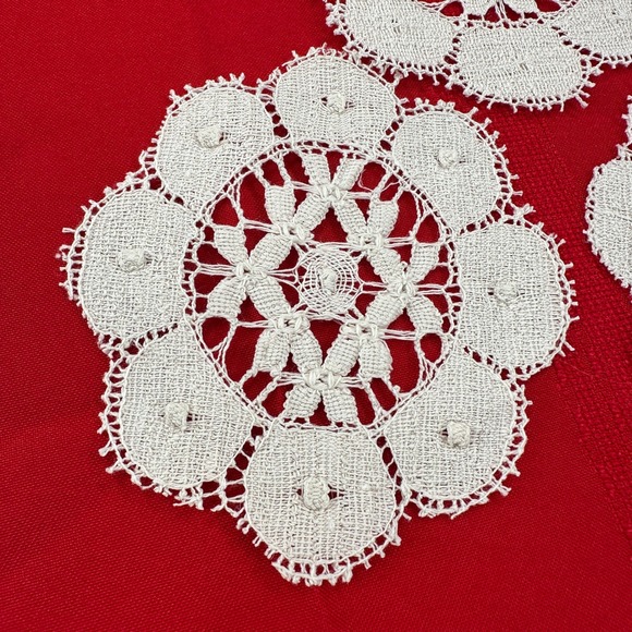 Set of 12 Handmade Crochet Off White Lace Flower Coasters Doilies Table Decor - Picture 2 of 9